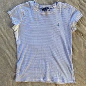 White & Blue Striped Tee